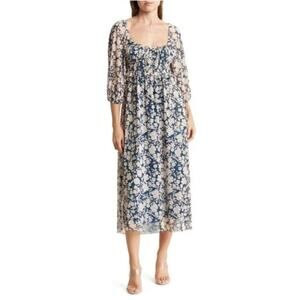 dRA Navy Floral Midi Dress